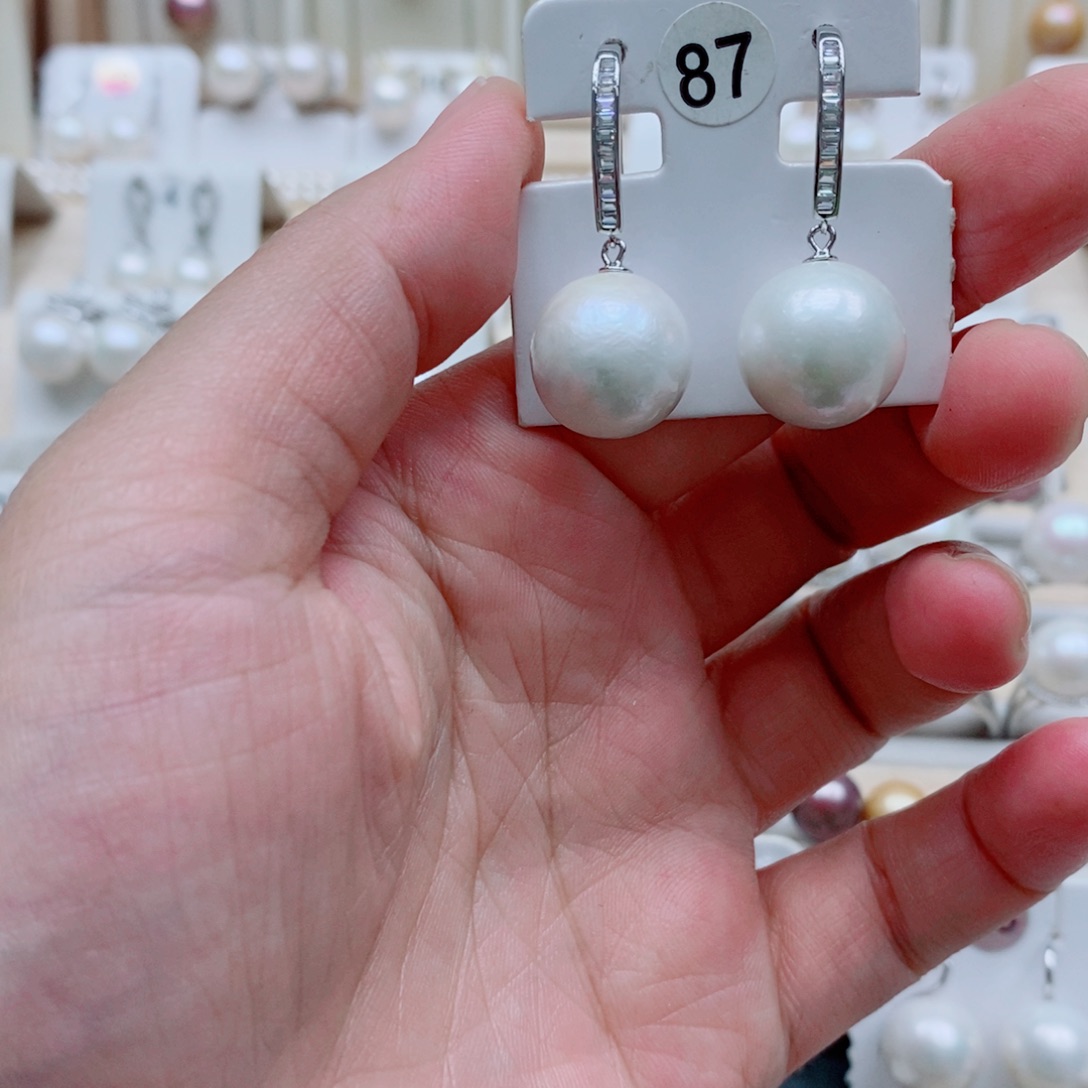*****银S925镶嵌淡水珍珠耳饰