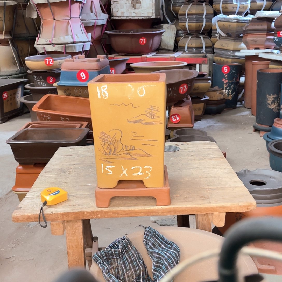 紫砂花盆高四方盆一个