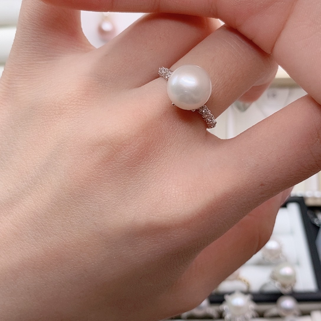 戒指银S925镶嵌淡水珍珠10