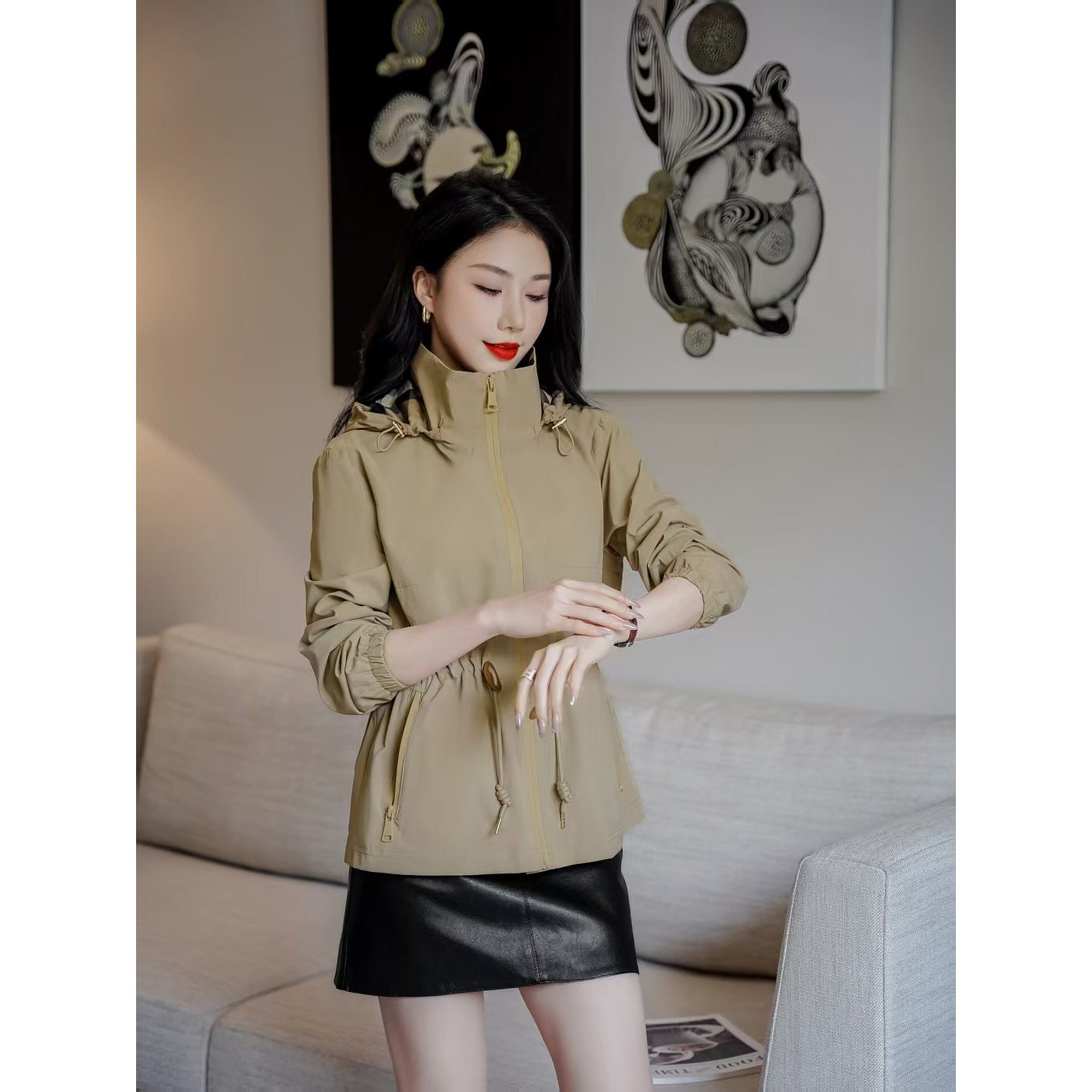 【编码186】】女装短外套格子夹克126363