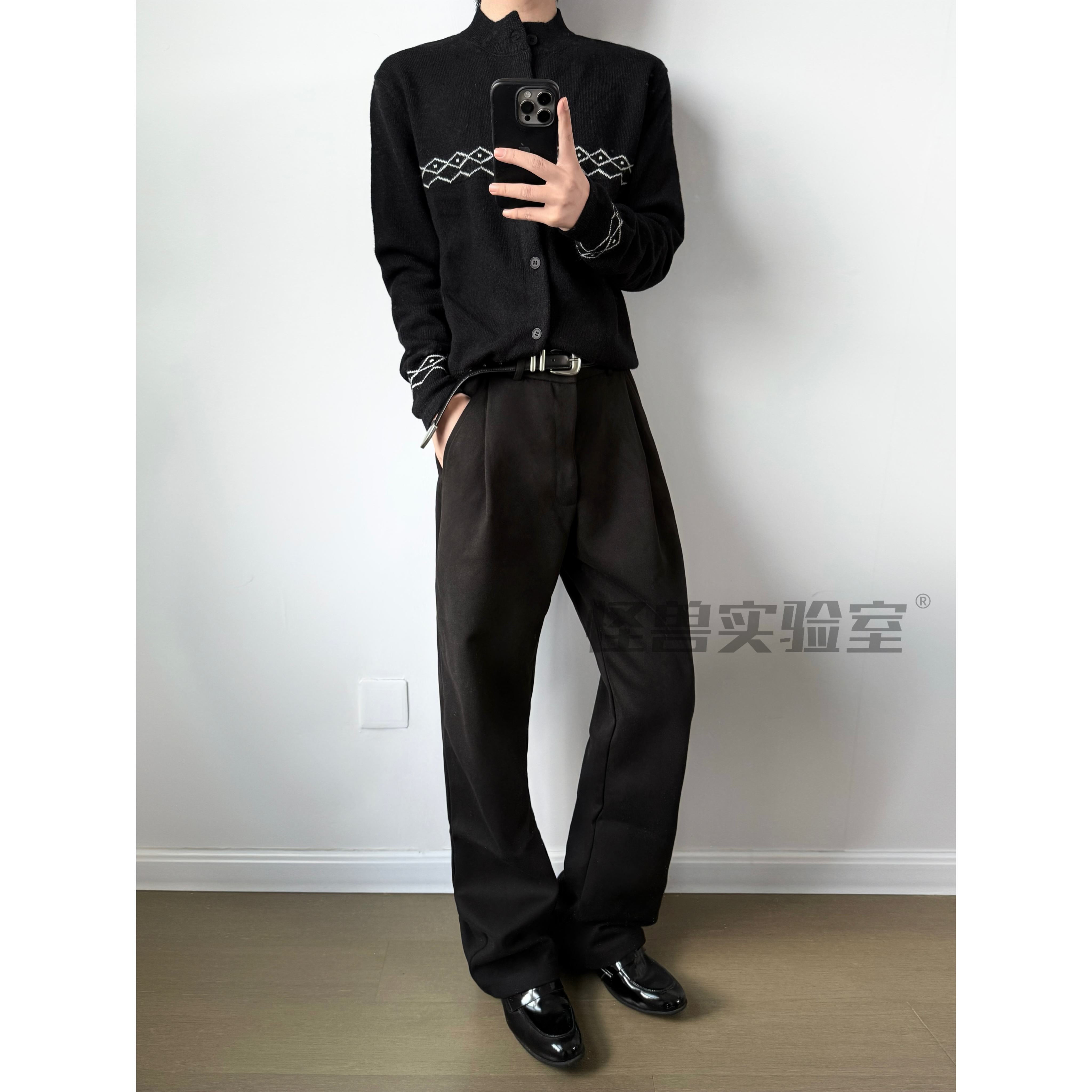 【怪兽实验室】早秋2.0新款黑色休闲毛尼西裤直筒微喇百搭简约长裤