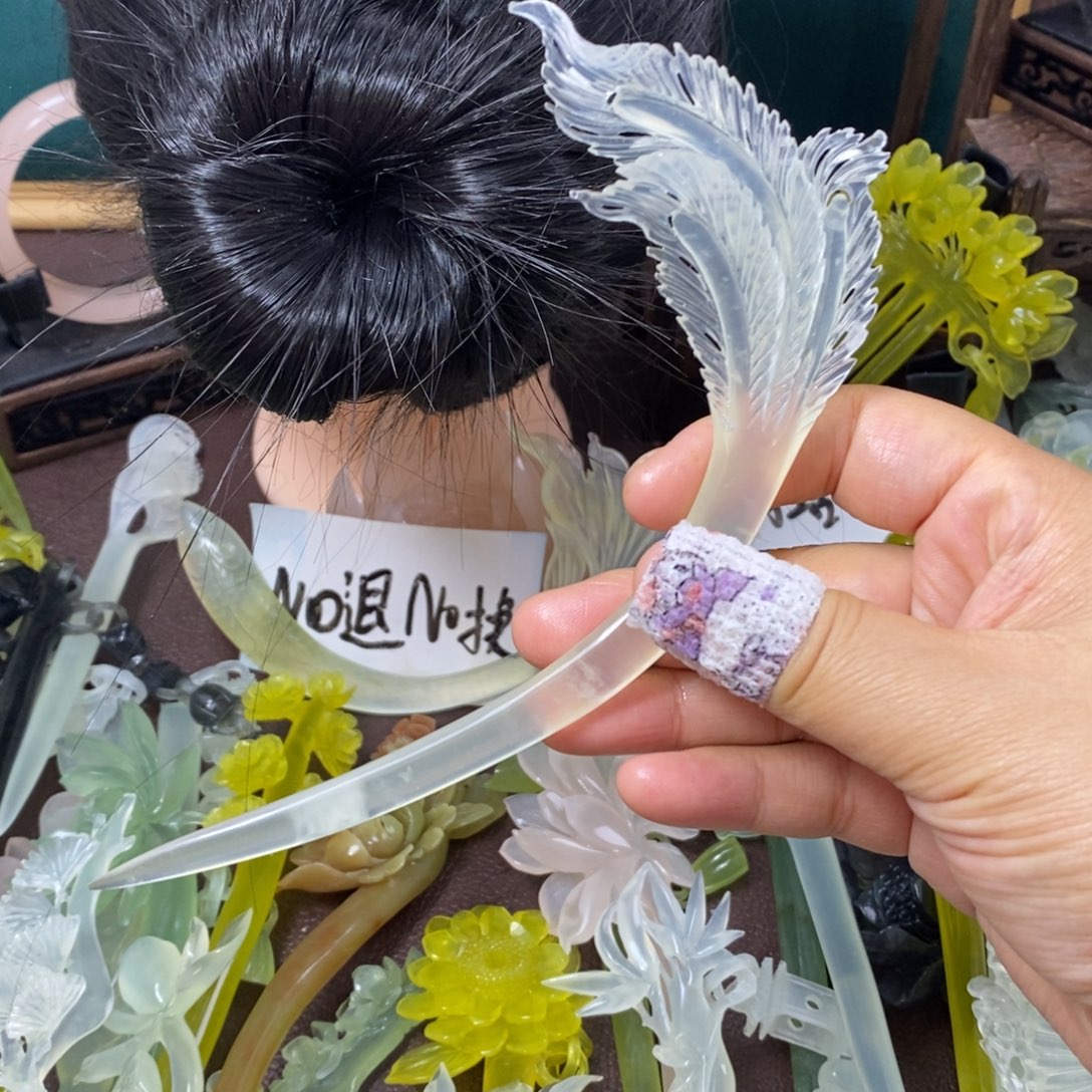 蛇纹石玉未镶嵌发饰