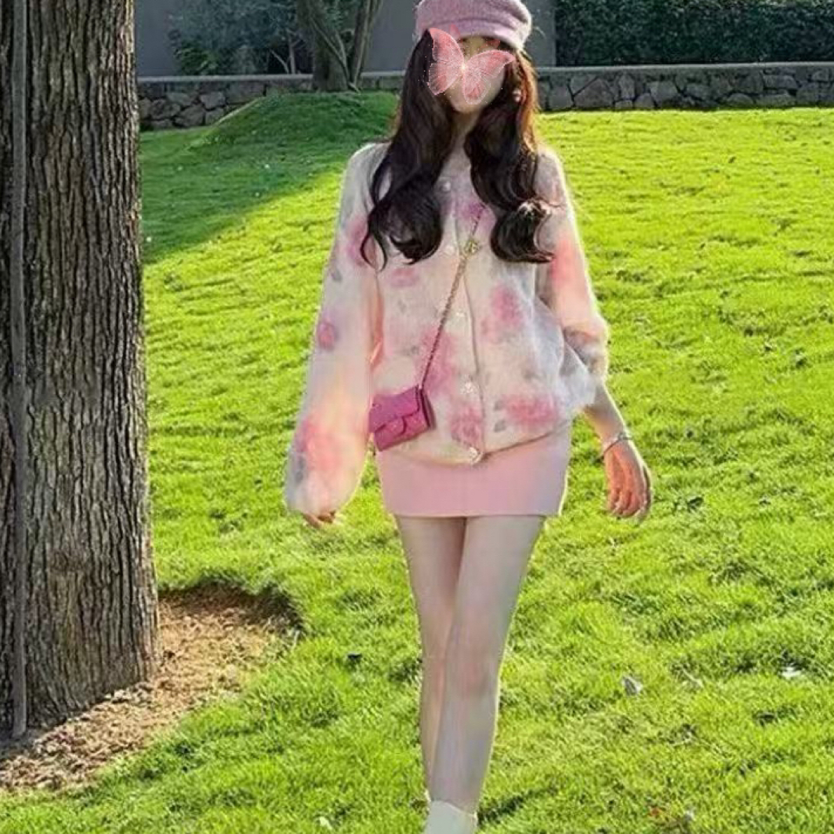 鑫蒂故事慵懒风印花时尚宽松厚款冬季毛衣