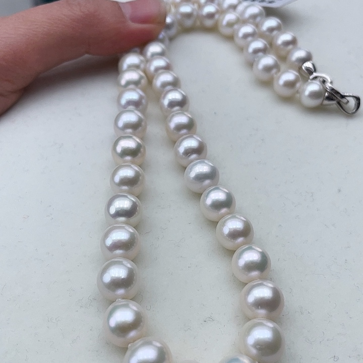 淡水珍珠颈饰银S925镶嵌卡10极光炫彩高品