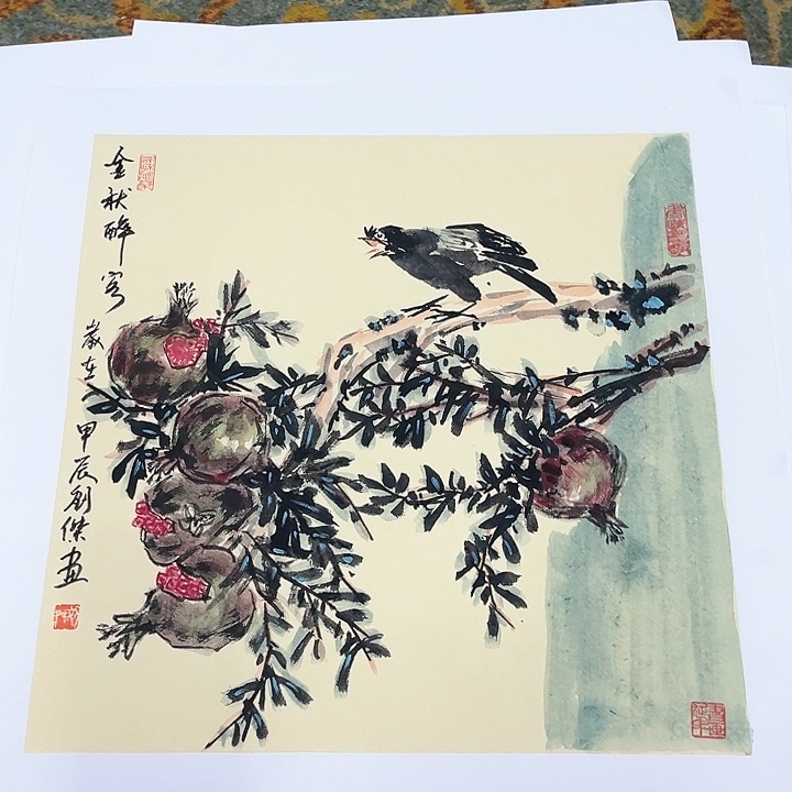 国画三尺斗方卡纸刘杰