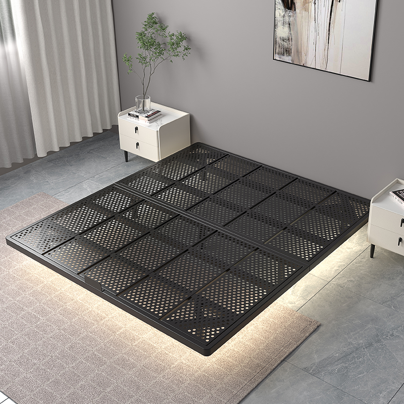 碳素钢无床头榻榻米家用排骨架轻奢简约主卧大床环保省空间双人床