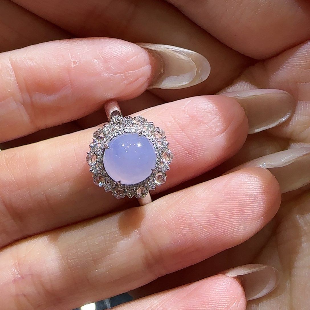 【闪购商品】18K金镶嵌戒指翡翠纸****宝天然A货翡翠