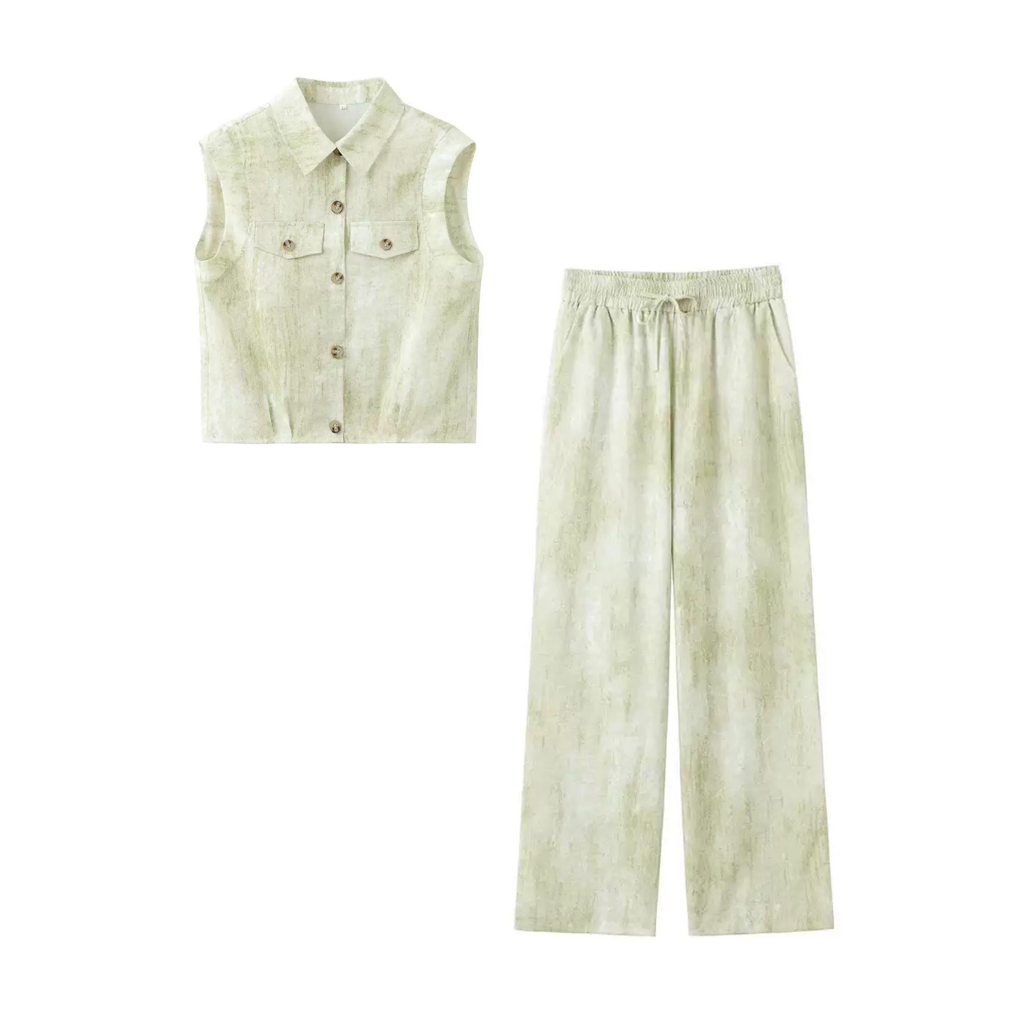 【四季青红姐】夏季新款洋气休闲无袖上衣长裤两件套套装TY8932