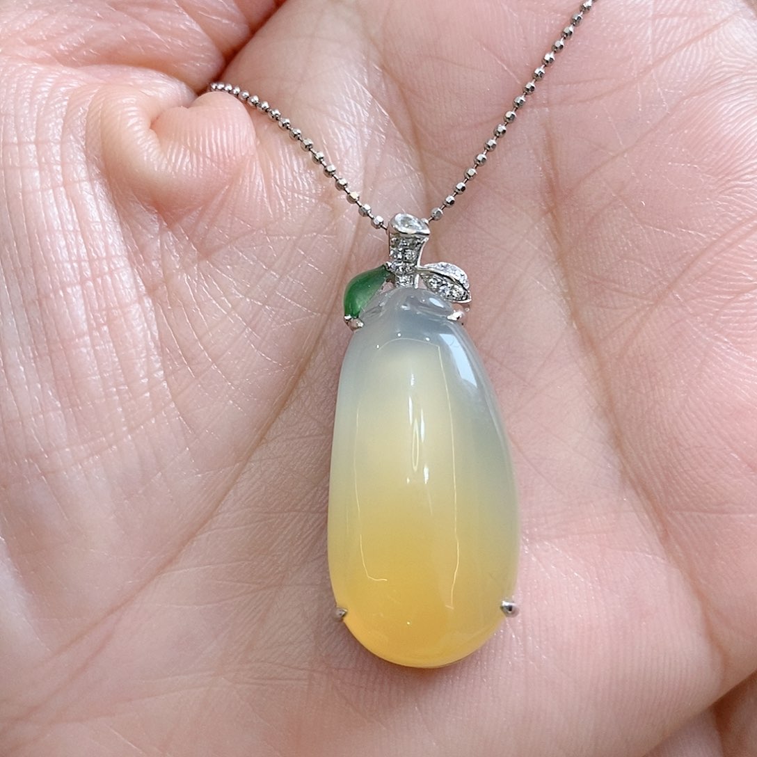 玛瑙/玉髓吊坠(赠链)银S925镶嵌