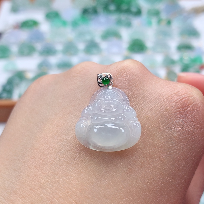 【闪购商品】翡翠吊坠(赠链)18K金镶嵌