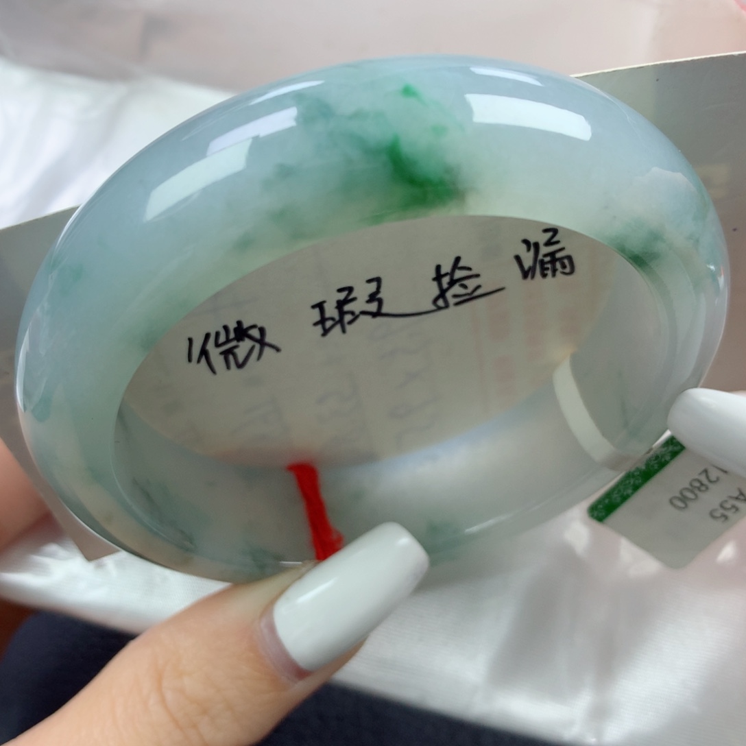 未镶嵌手镯翡翠天然意境飘花宽边轮胎55