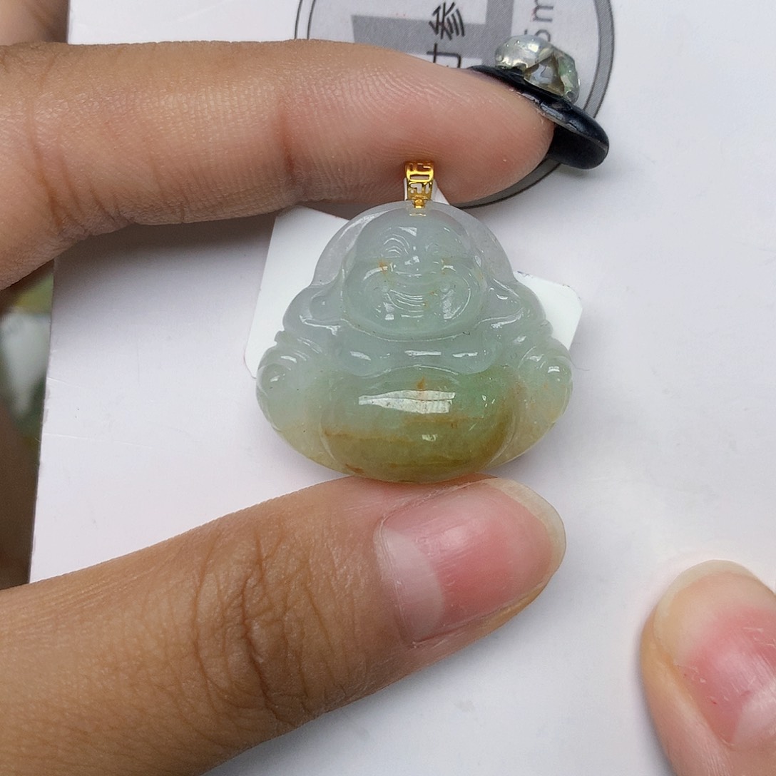 颈饰18K金镶嵌翡翠天然翡翠