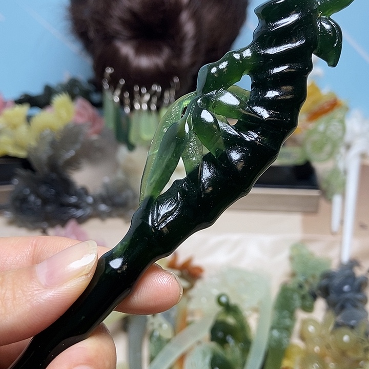 岫玉未镶嵌发簪发簪