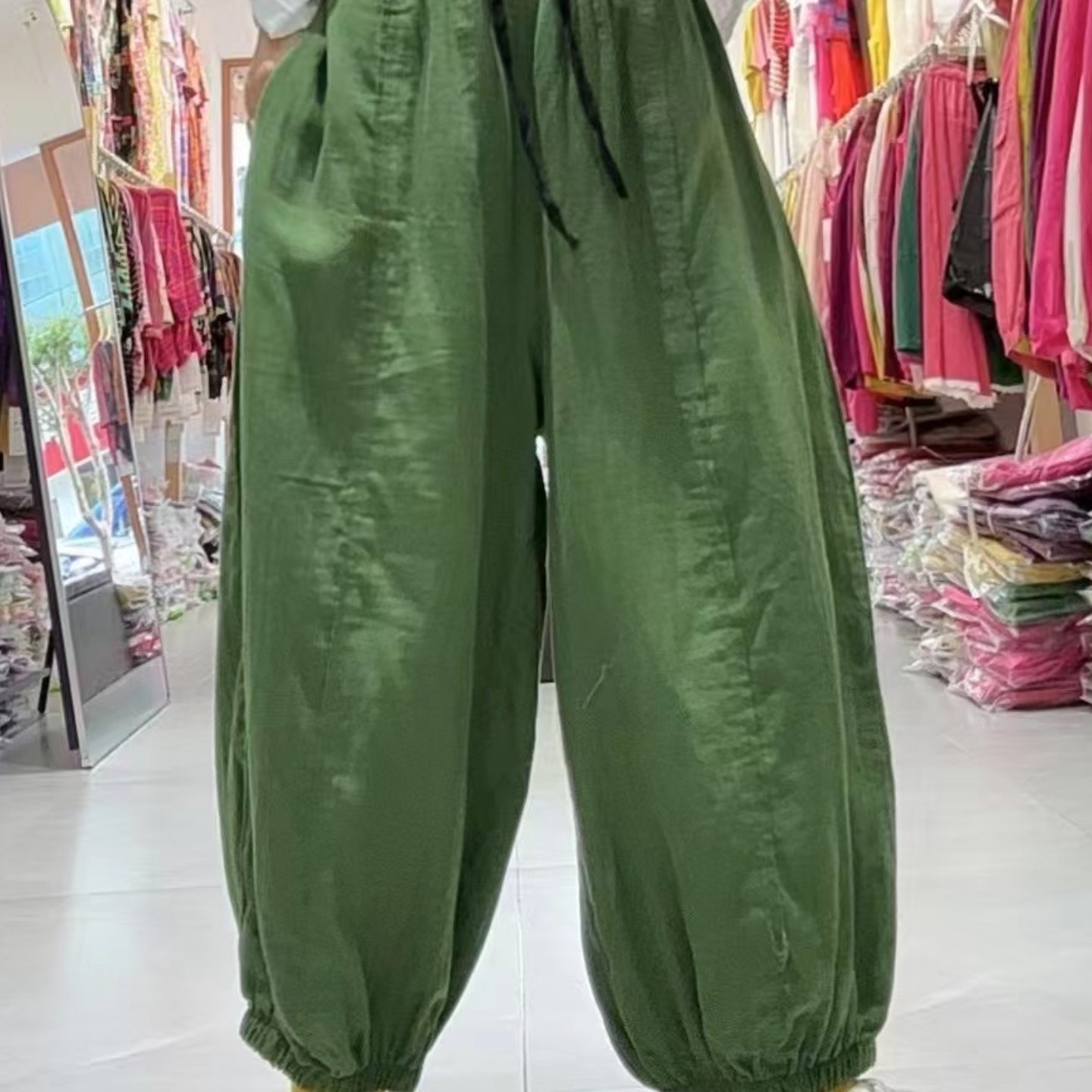 夏季双沙棉灯笼裤舒适透气时尚