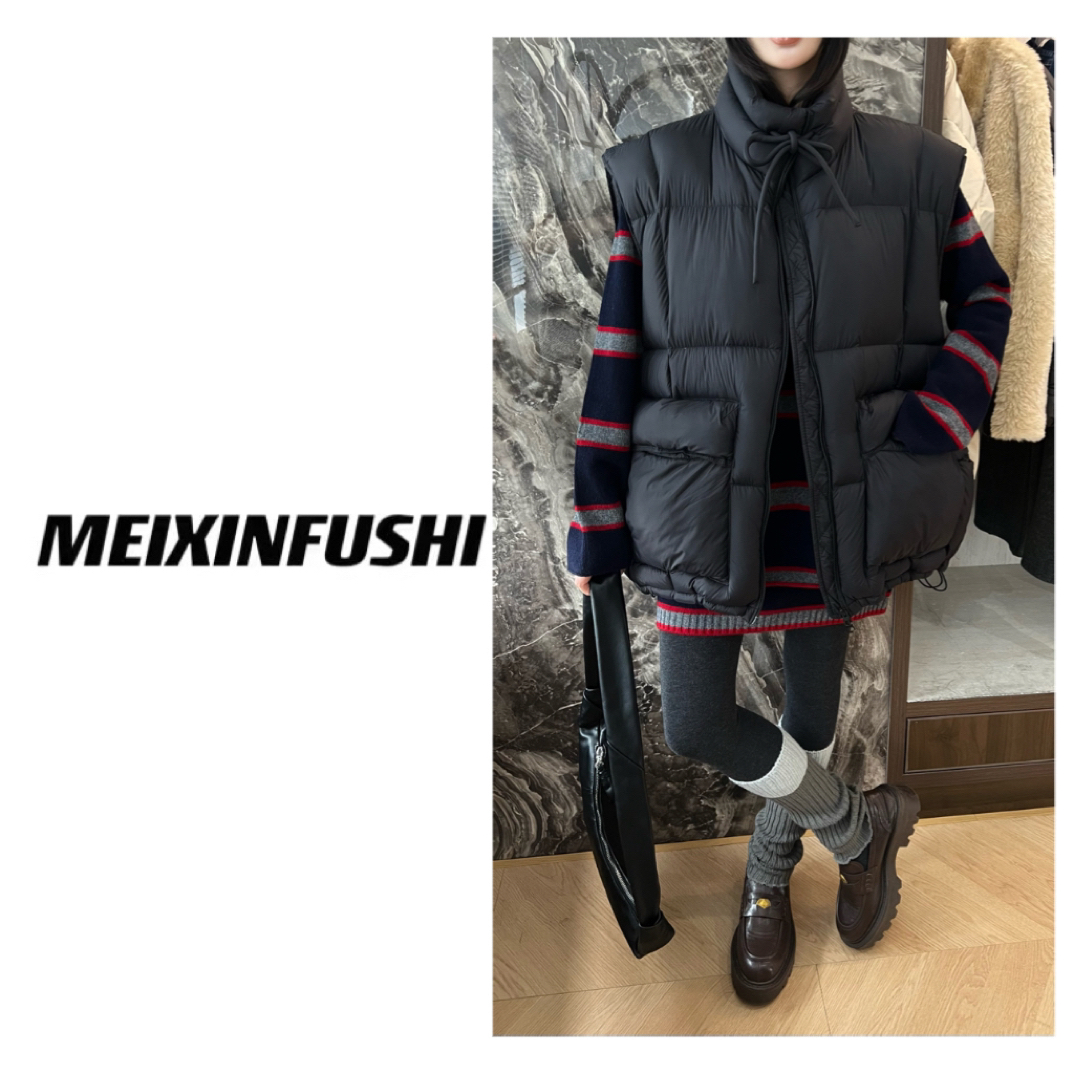 【Mei Xin】领口抽绳设计两口袋马甲/5703/D