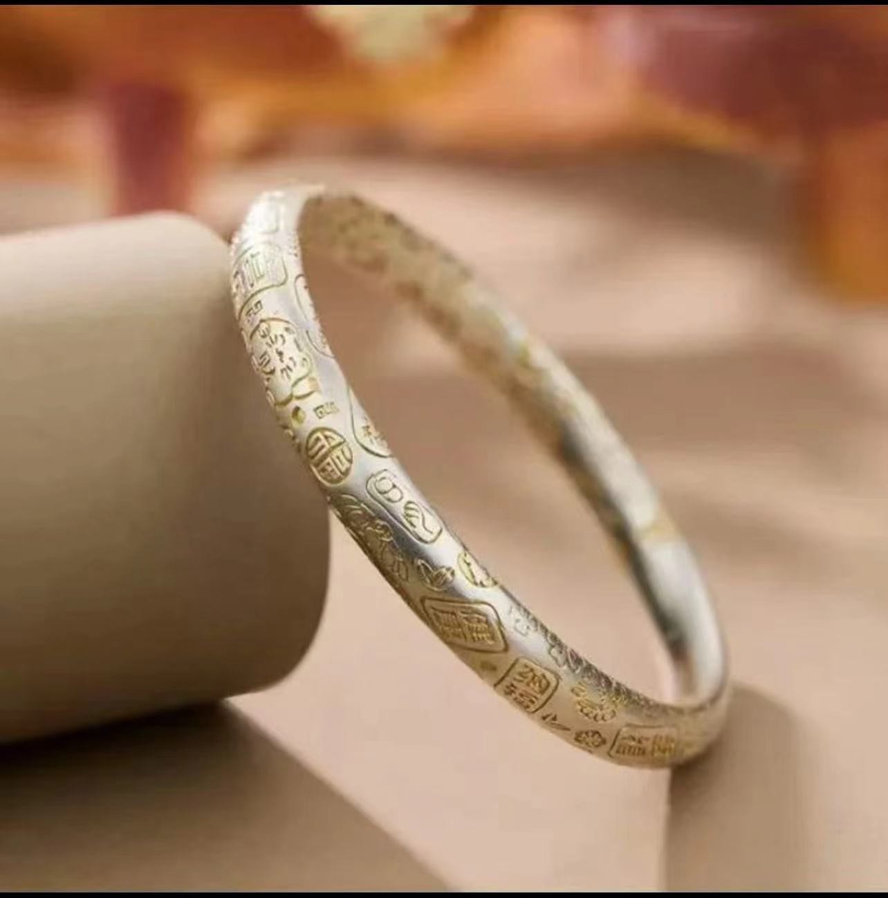 银制品 11号 描金招财猫手镯