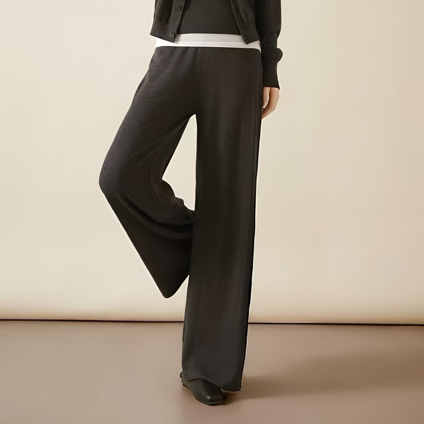 【QQNZ】羊毛针织裤女秋时尚休闲直筒高腰通勤软糯垂感小个子糯米裤