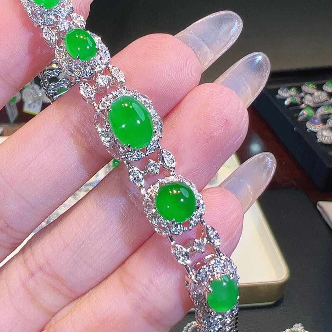 18K金镶嵌手链翡翠翡翠