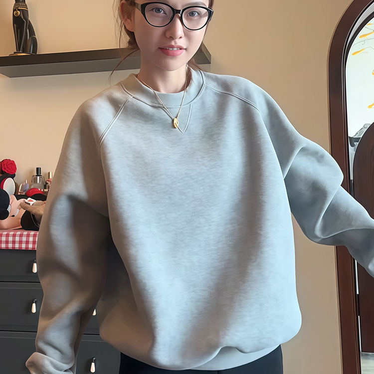 套头圆领无帽宽松显瘦长袖上衣2026秋季新款简约美式oversize卫衣
