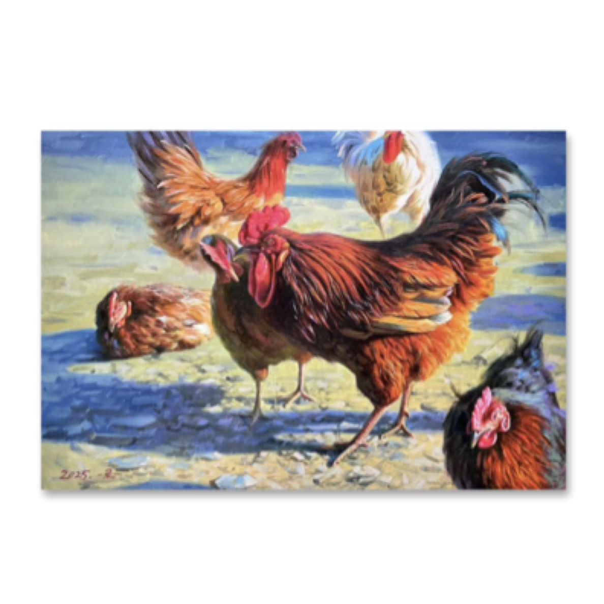 朝鲜功勋艺术家朴哲老师原创油画作品《大吉大利》尺寸：49X71CM