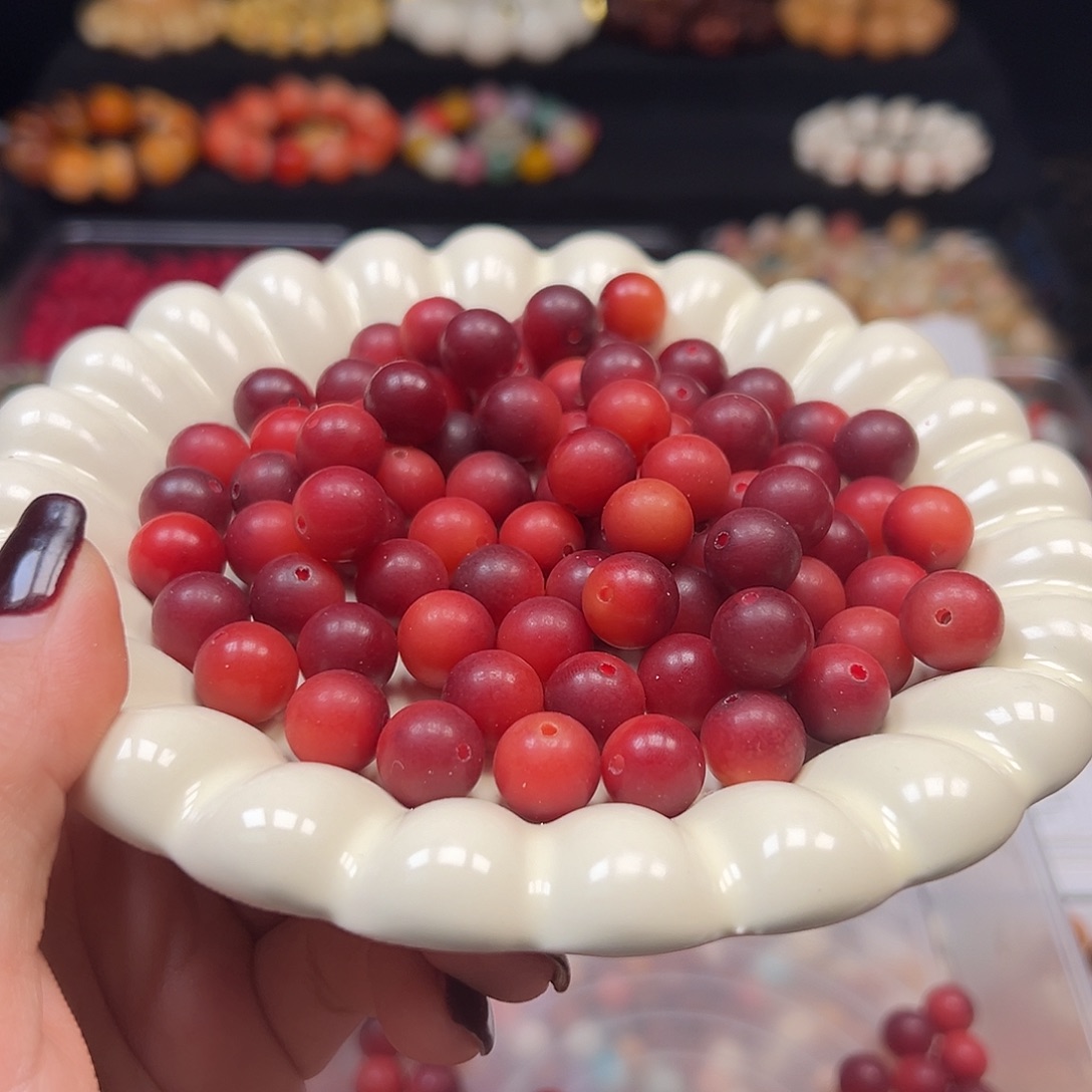 菩提根/象牙果手串卡12老料和飘圆料150颗