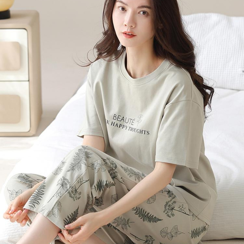 Y(多款合集)夏季新款女士短袖长裤纯棉睡衣舒适休闲家居服套装
