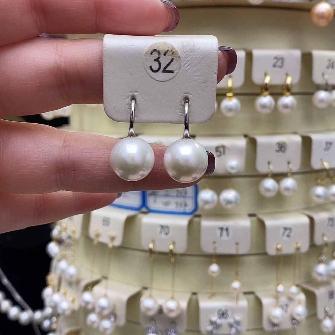 淡水珍珠耳饰银S925镶嵌