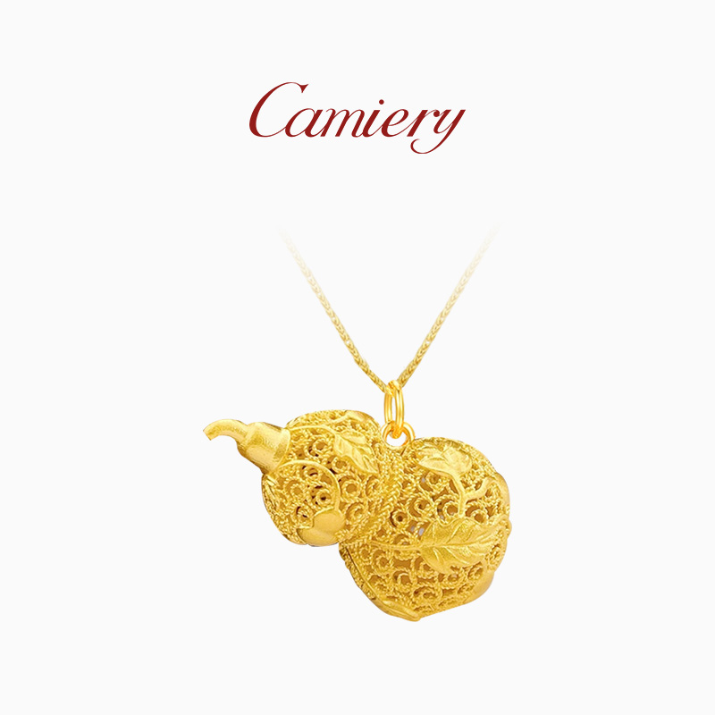 CAMIERY/卡美瑞新中式镂空金葫芦项链铜合金