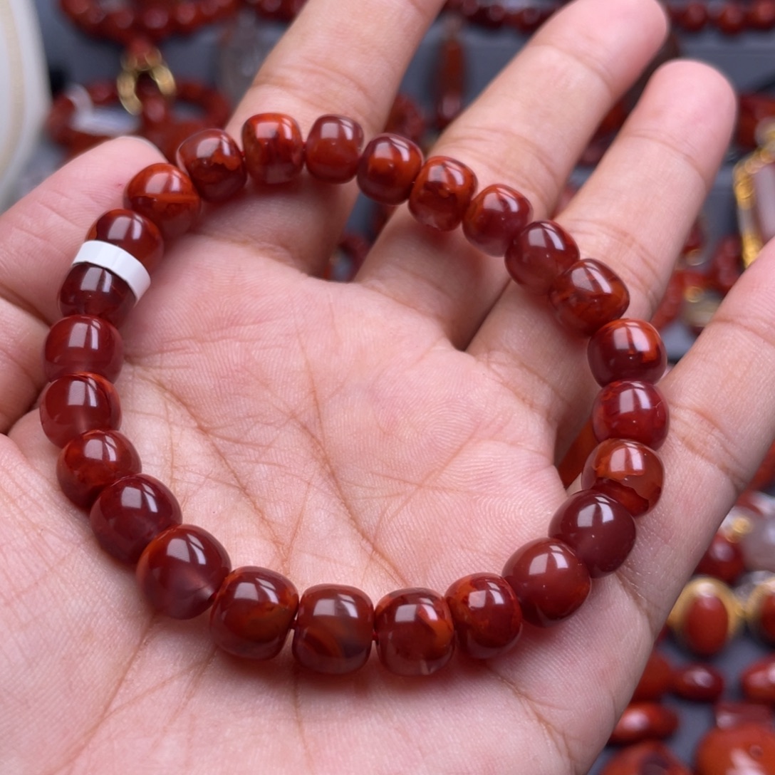 南红玛瑙未镶嵌珠宝奇石单圈8.5mm