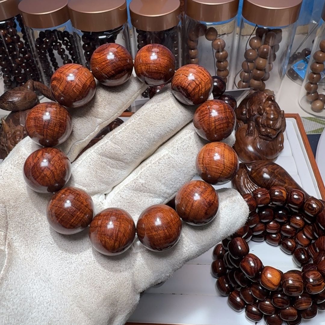 手串/手链黄花梨/降香黄檀海南黄花梨精工20荧光水波