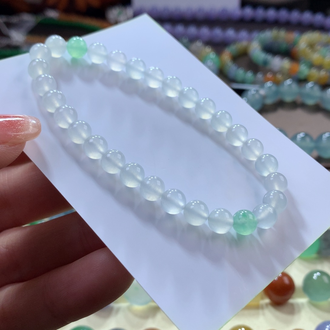 翡翠手链未镶嵌木那白冰卡6