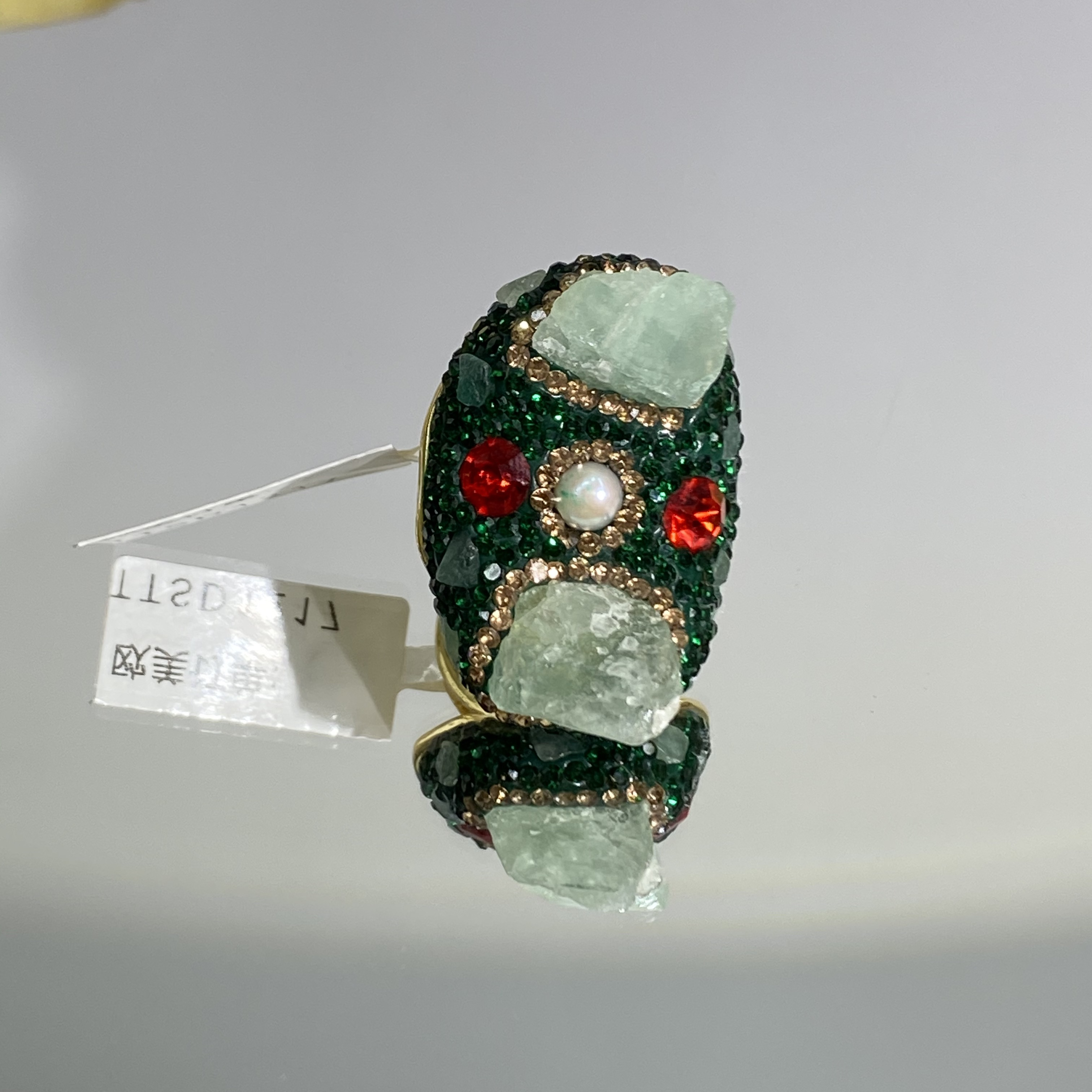 铜合金合成锆石戒指 TTSD 绿色时尚潮流百搭款戒指 1217