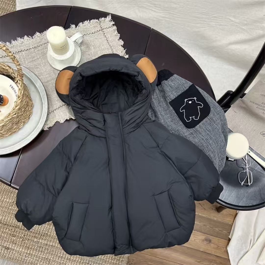 Q269#TMK-45045羽绒服（灰色+黑色）品牌童装