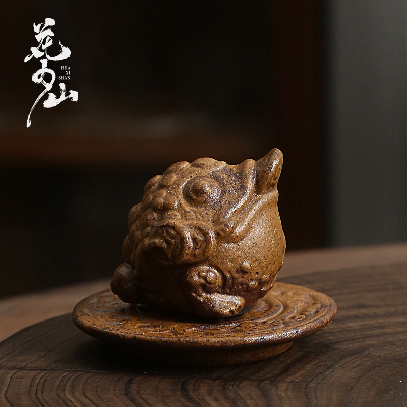 粗陶金蟾茶宠杯垫茶杯托陶瓷圆形隔热防滑垫茶盏托功夫茶道零配件