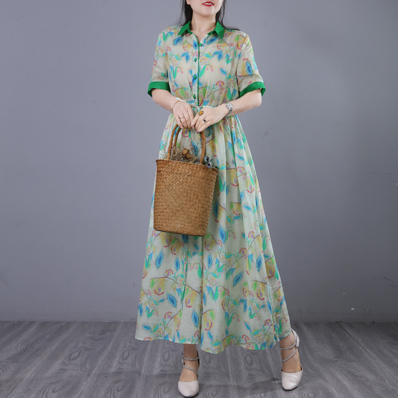 清了  夏季 纯苎麻连衣裙女1307