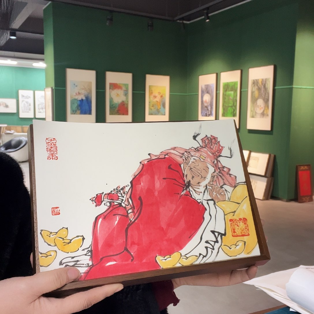 国画张老师作品带框