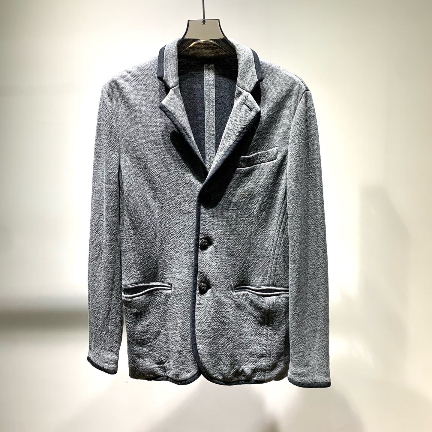 99新 GIORGIO ARMANI/阿玛尼 灰色西装领夹克外套/46码/Y2067