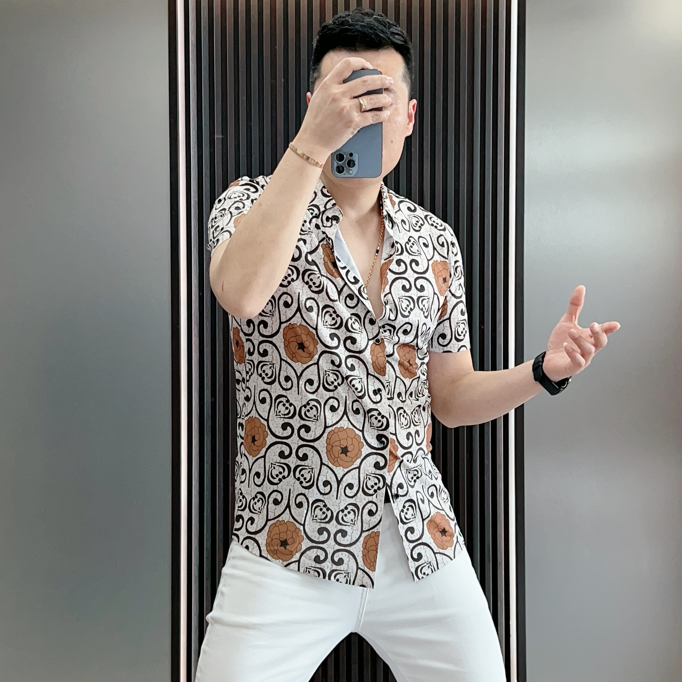 【傲者严选】2025夏季新款男士短袖时尚潮流百搭花色衬衫T恤