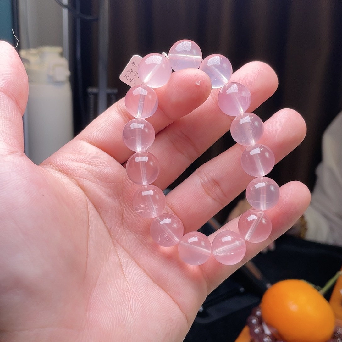 水晶手链未镶嵌老矿马粉A13.4mm