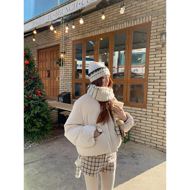 SourceWithU 暖暖欧包 短款90新国标白鸭绒羽绒服小香风编织短裤