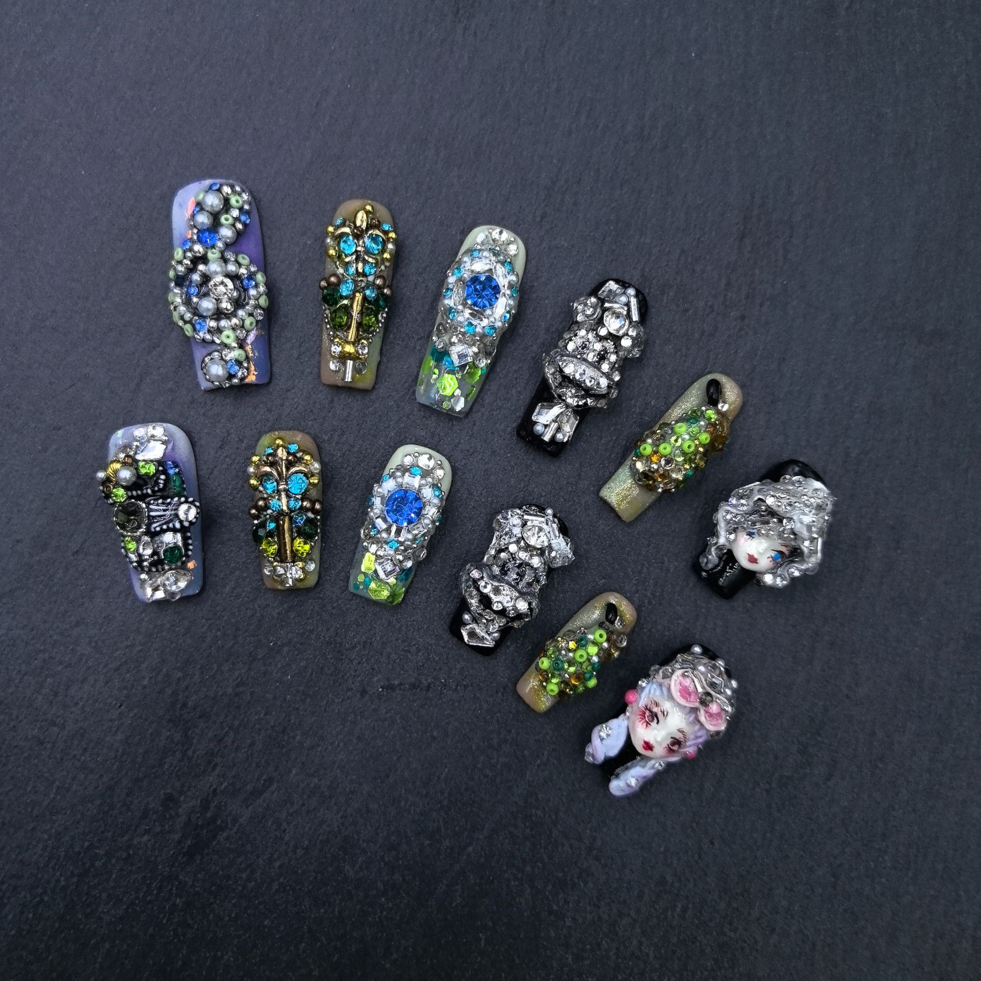 安夏 凡尔赛童话12 纯手工穿戴甲贴片 重工设计私定娃娃款