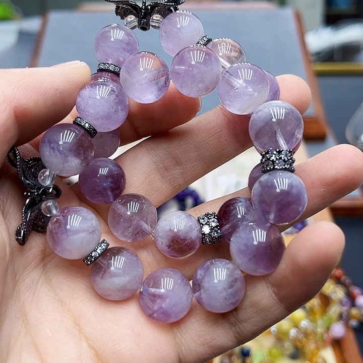 水晶手链银S925镶嵌子兔毛