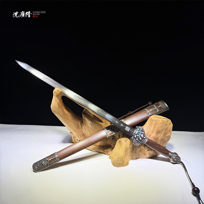 龙泉沈广隆-大永乐 乌金木黄铜 花纹钢 宝剑 未开刃