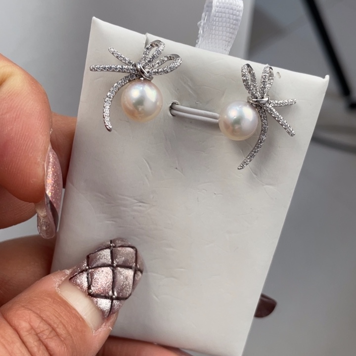 海水珍珠耳饰银S925镶嵌