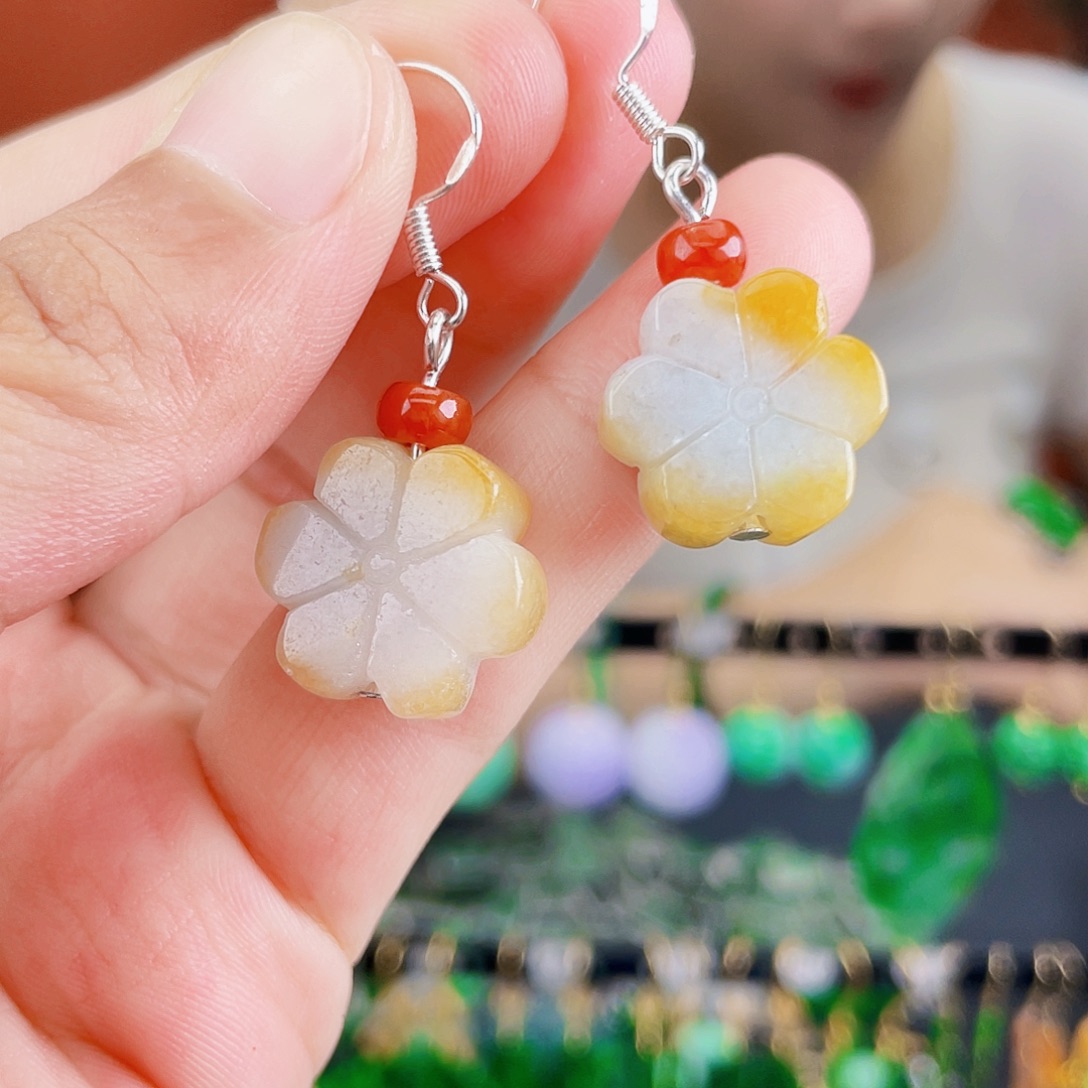 翡翠未镶嵌耳饰饰品