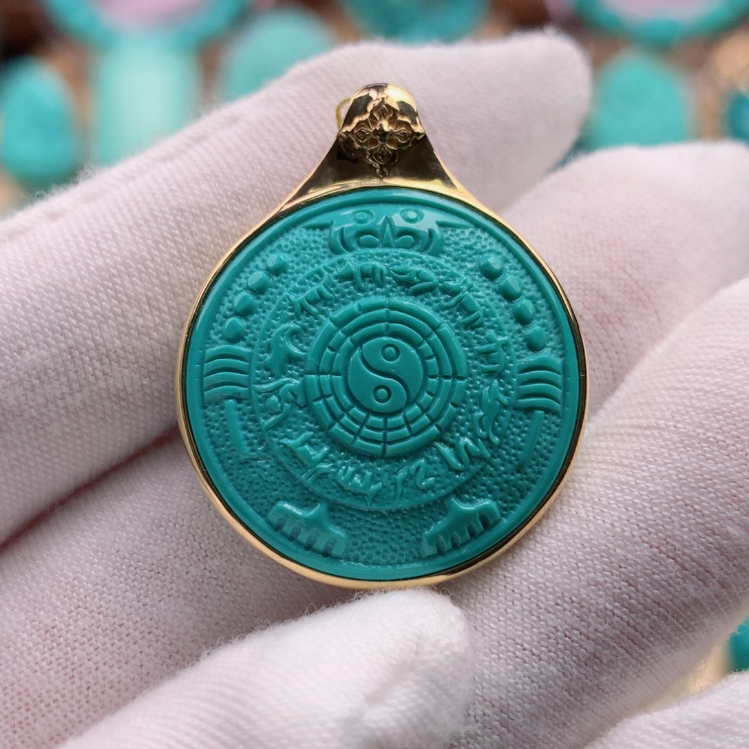 绿松石珠宝奇石18K金镶嵌