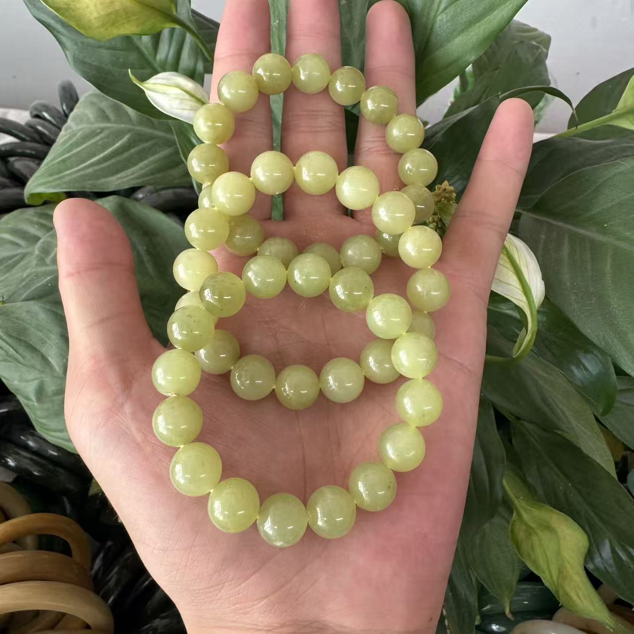 【老李严选】和田玉黄口卡12左右手串 拍一发一多样性发其一D503