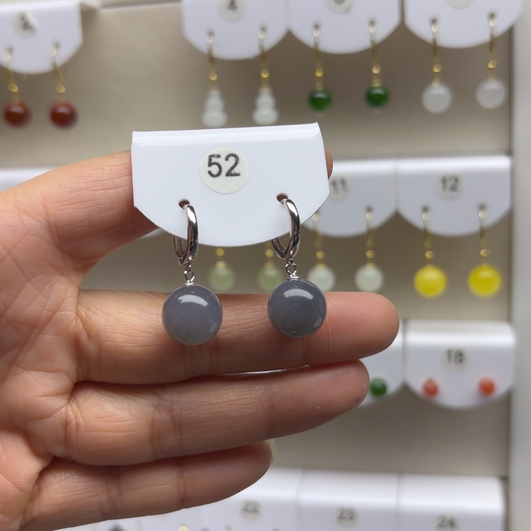 和田玉银S925镶嵌耳饰