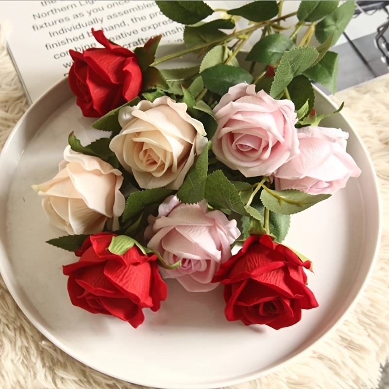 仿真玫瑰花假花拍照道具客厅餐桌装饰摆件摆拍背景婚庆布置手捧花