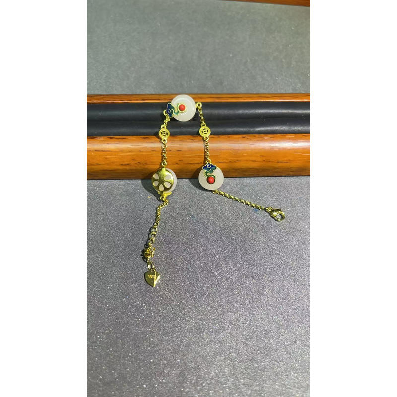 a4902黄托白色平安扣手链多样发